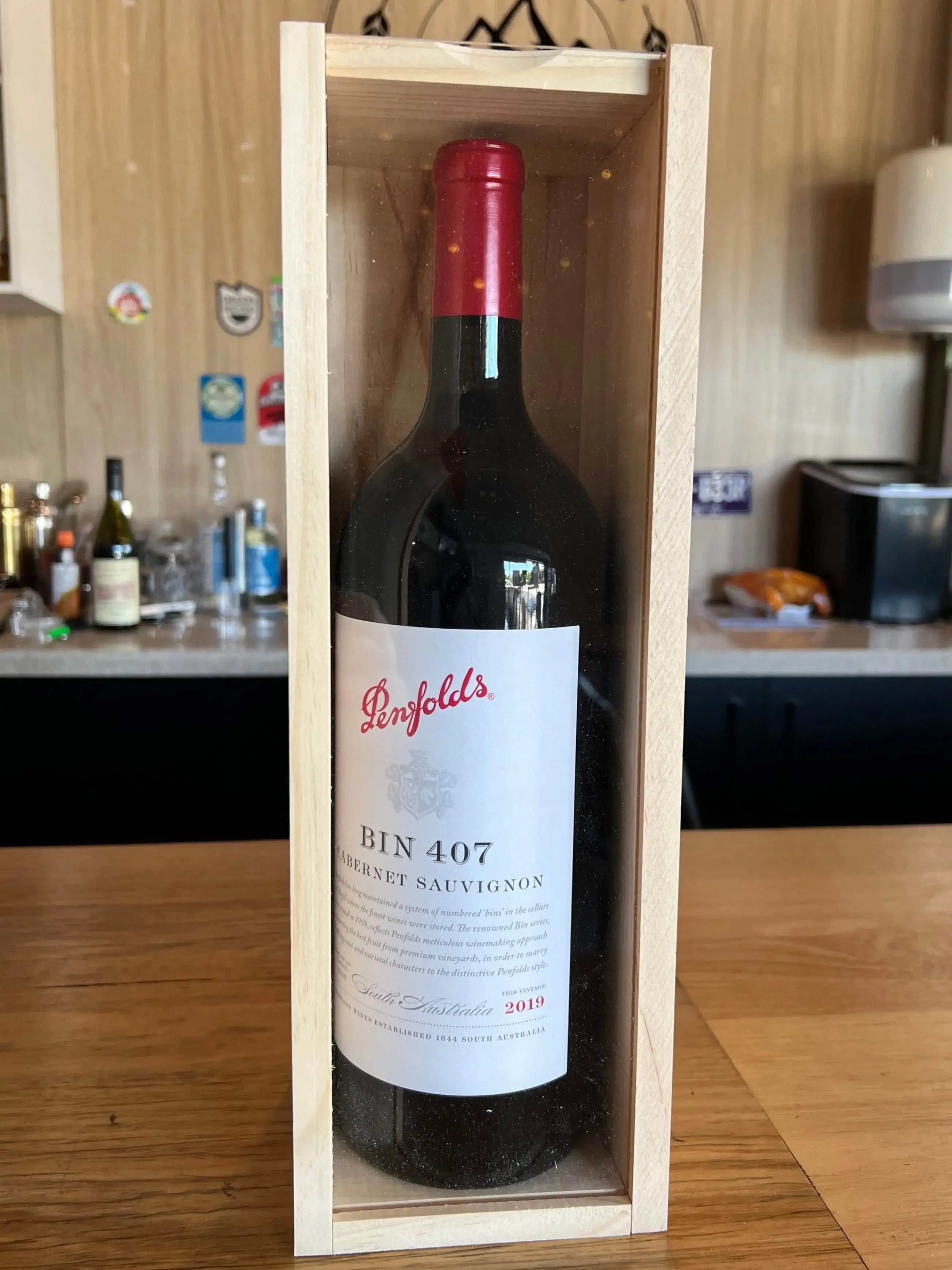 2019 Penfolds Bin 407 Cabernet Sauvignon 1.5L Magnum Original Wood Box - Craft Republic Liquor